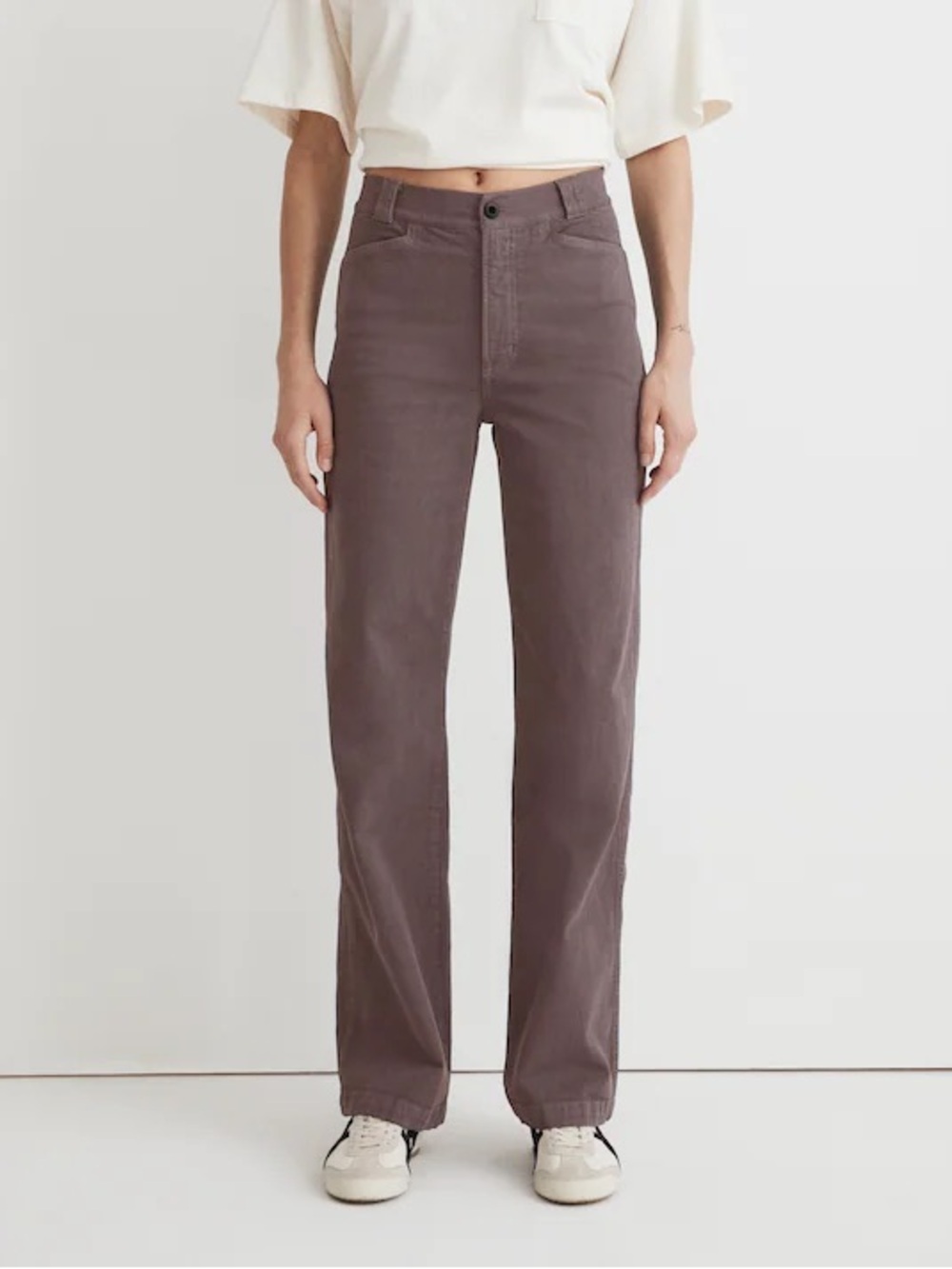 Madewell The Emmett Wide-Leg Pant: Garment Dyed Edition in Chalked Fig 25